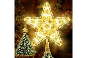 MXJFYY Ozdoba na choinkę w kształcie gwiazdy, dekoracja choinkowa, podświetlana gwiazda z 2 trybami, 30 diod LED, na baterie, do dekoracji choinki, dekoracja domu wakacyjnego