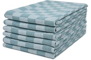 Sticky Toffee 100% Baumwolle Geschirrtuch | 6er-Set, | Blaues Aqua überprüfen | Größe 46 x 70 cm | Saugfähige Restaurant-Bar-Glas-Küchenwäsche