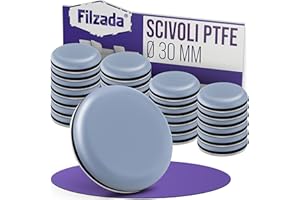 Filzada® 4x Piedini per mobili autoadesivo in Teflon - Ø 30 mm (tondo) - Scivoli per mobili professionali/scivoli per tappeti in PTFE (teflon)