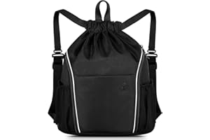 Atarni Turnbeutel Beutel Rucksack Schwarz Sportbeutel - Hipster Gym Bag Kordelzug Wasserdicht Gymsack Nylon Sportsack Coole Fitness Schwimmbeutel mit Fach für Damen Herren Erwachsene