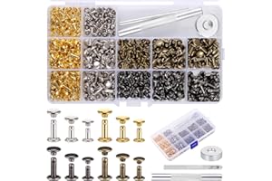 Zocipro 240Pcs Rivetti per Cuoio, Kit di Rivetti per Pelle in 3 Dimensioni con 3 Strumenti di Fissaggio, 1 Scatola di Stoccaggio, Ribattini, Borchie per Borse, DIY, Jeans, Scarpe, Riparazioni