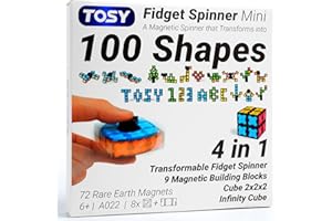 TOSY Magnet Fidget Spinner Mini - 8 Blocs, Jouet 3 en 1: Fidget Spinner Transformable, Infinity Cube, Puzzle Cube 2x2, Tuiles magnétiques STEM Cadeau pour Enfant/garçon/Fille/Adulte
