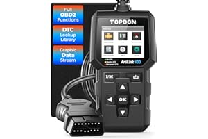 TOPDON OBD2 Code Reader AL400 OBD2 Scanner, Car Diagnostic Tool with 10 OBD Functions- Check Engine Light/Smog Emission Test/O2 Sensor Test/EVAP, Free Lifetime Update