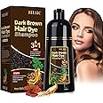 Hair Colour Dark Brown, 500 ml Natural Dark Brown Hair Dye Shampoo for Grey Hair, Hair Colour Shampoo Instant Colour Shampoo Shampoo, Hair Dye Hair Dye in Minutes, Long-Lasting Colour for Men Women