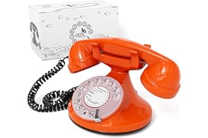 Opis Technology FunkyFon Cable : Téléphone rétro au Style des années 1920 avec Cadran Rotatif Orange