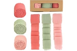 AHPYEUHK Nastro Chiffon 19,2M 3 Rotoli Nastro Decorativo Ampio 3,8cm x 6,4M Tulle Nastro Raso Nastri per Pacchi Regalo per Matrimoni,Decorazioni,Inviti,Pacchetti Regalo e Fai Da Te (Morandi Colore)