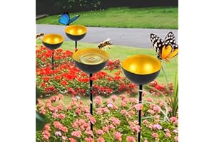 FRFIK Bee Waterer | Freestanding Birdbaths Bowl Outdoor | Garden Bird Bath Bird Feeder Bowl | Bee Water Feeder with Metal Stakes | Elegant Metal Garden Sculpture Stakes Decor, Enhances Yard Aesthetics