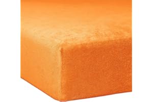 ‎TRAUMSCHLAF TRAUMSCHLAF kuschelig weiches Flausch Biber Spannbettlaken mit Rundumgummi, Gute Formstabilität - in weiteren Größen, Farben 140x200 cm - 160x200 cm, orange