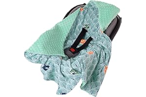 Medi Partners nid d'ange Bebe été Couverture enveloppante Bébé Siege Auto 85x85cm Couvertures Bebe nid d'ange Une Douce Oeko-Tex Moelleuse pour landaus (Forêt avec Mentha Minky)