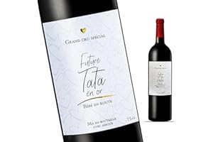 FUNFEST Etiquette Bouteille de Vin d'annonce de Grossesse - Future Tata en or - Grand Cru Spécial - Annonce future naissance pour Tata