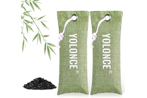 FAVELABLE 2 Colis Absorbeur d’odeurs de charbon actif,Sacs Charbon Actif anti-odeur & humidité,Sacs purification d’air au charbon de bambou,Purificateur d'air et éliminateur d'odeurs(vert)