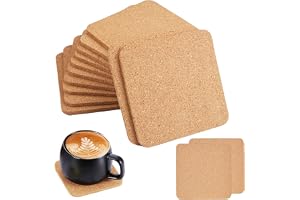 20 stycken underlägg av kork, 100 × 100 × 5 mm kvadratiska korkunderlägg | absorberande, värmebeständiga, fyrkantiga grytunderlägg, för kastruller och stekpannor (natur)