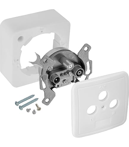 Gunsan Moderna Presa Antenna Satellitare Multimedia A Incasso - Colore Bianco, Dimensioni 90x82x41,8 Mm