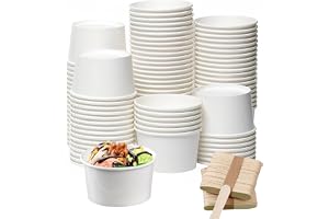 LoNinLoan pappersmuffinsformar 60 stycken glassbägare av kartong 3 oz/120 ml dessertmugg engångs isskålar med träsked för buf