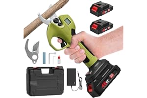 Sealong Akku Astschere Professionelle Elektrische Gartenschere mit LCD-Anzeige | Bürstenloser Motor | 2 x 2000mAh 21V Akkus | Max. 40mm Schnittdurchmesser | Sicherheitsschalter | Für Äste & Sträucher