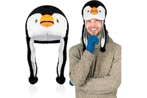 Hicarer Chapeau de Pingouin Bonnet Pingouin d'Hiver Chapeau Animal avec Cache-Oreilles Chapeau Animal en Peluche Mignon Bonnet Chaud et Confortable pour Enfants Adultes Costume Ski Accessoires Photo