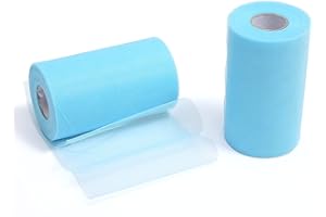 ZADAWERK® Tul - 15 cm x 45 m - azul claro - 1 rollo - para coser y hacer manualidades - decoración - lazo de regalo - tutú