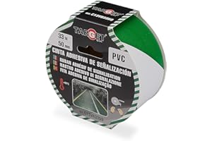 TARGET - Ruban de signalisation adhésif | Pour marquage de sols et objets, avertissement de sécurité (VERT ET BLANC, 33 M X 50 mm)