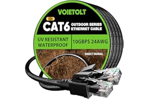 VOIETOLT Outdoor Cat 6 Ethernet Cable 50m, Water Resistant Direct Burial LLDPE UV Jacket - 24AWG 10Gbps High Speed Gigabit Internet Network Cable - CCA, UTP with 40 Ties - Black