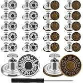 40 x Replacement Trouser Buttons 17 mm Adjustable Unstitched with Screwdriver Metal Trouser Button for Repairing Jeans
