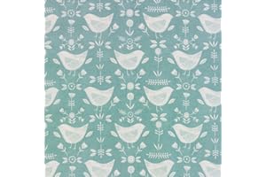 JOLEE TABLECLOTHS Narvik Seafoam Duck Egg Bird Scandinavian Oilcloth Wipe Clean Tablecloth 134cm x 160cm Rectangle (53" x 63")