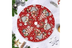 HUIFENGJIE Falda De Árbol De Navidad 120 Cm Rojo, Alfombra y Tapete para Decoración, Fiesta De Año Nuevo (Gnomo De Navidad)
