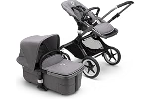 Bugaboo Fox 3, unser komfortabelster 2-in-1-Kinderwagen inklusive Liegewanne mit Lüftungsfenstern: für jedes Gelände, Komfort-Buggy, Fahrgestell in Graphit, Liegewanne & Sonnendach in Grey Melange