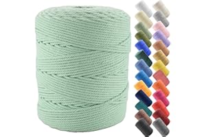 GOXEON 3mm x 400m Makramee Schnur Baumwollschnur - 4 Stränge gedrehte Naturschnur für Wandbehang, Pflanzenaufhänger, Basteln, Stricken