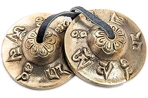 Tingsha Cymbals Bells - Easy To Play - Meditation Mindfulness Chime For Chakra Healing Sound Bath Spiritual Gifts Handcrafted Tibetan By Himalayan Bazaar (Ohm Mani)