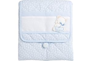 FILET - Table à Langer pour Voyage, Table à Langer Portable pour le Changement de Couche, Réalisé en Coton Rembourré, avec Poche en Toile Aida pour Broder, 100% Made in Italy, Trèfle Bleu AMP1119B