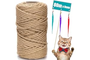 Kulamo Corde Sisal per Gatti, 9mm x 80m Corda Tiragraffi, Spago in Sisal, Corda Decorativa, Canapa para DIY