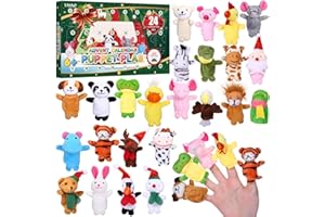 LIHAO Adventskalender 2025 Kinder mit 24 Tier Fingerpuppen Weihnachtskalender Fingerspiele Weihnachten Geschenken für Kinder Baby Mädchen JungenF