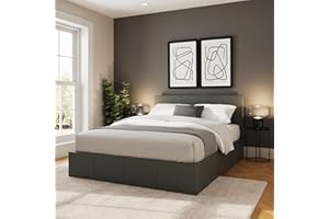 GFW Classic Leather Upholstered Ottoman Storage Bed With Gas Side Lift & Under Bed Storage, Small Double, Grey
