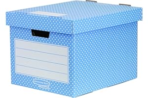 BANKERS BOX Fellowes Style Lot de 4 Boîtes de rangement Bleu/Blanc