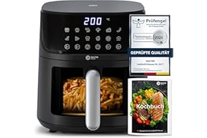 Balter Heißluftfritteuse Airfryer, 5,5 L, Friteuse Heissluftfritteuse XXL mit Sichtfenster, 12 Programme, all-in-1 Air Fryer, inkl. 100 Rezepte, HL-551T