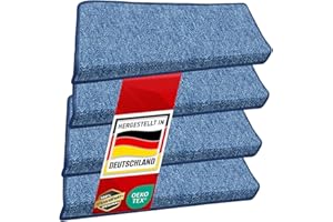 Floordirekt 1 x tappetini per gradini Interni per Scale, Tappeto per Scale, Tappeto Autoadesivo, per gradini, Protezione Scale, Tappeto per gradini (Londra, Azzurro, 65 x 23 cm, Rettangolare)