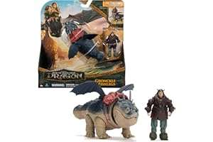 Dreamworks Dragons - Figurine Dragon Gronk + Viking Varek - Figurine Articulée Gronk 25 Cm Et Son Dresseur 10 Cm - Cadeau Enfant - Jouet Enfant 4 Ans Et + Inspiré Du Film How To Train Your Dragon