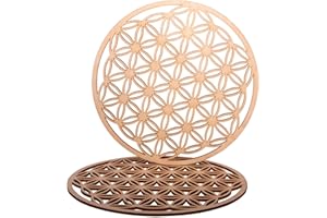 ProArts Fleur de Vie Dessous de Verre - sous Verre en Bois Set de 2 Pièces 10x10cm - Fleur de Vie pour Purification et Méditation - Symboles Spirituels en Bois