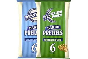 GENERIC Pretzel Bundle With Penn State Sea Salted Pretzels 6 x 22g and Pretzels Sour Cream & Chive 6 x 22g (2 Pack)