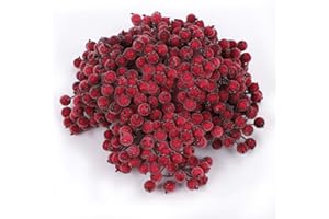 FRGASGDS Bacche di Natale, 400 pezzi Bacca artificiale Natale rosso Frutti di bosco Bacca Mini Natale Bacca Decorazioni da tavola per fiori decorazioni per alberi di Natale Ghirlanda Bomboniera per matrimoni