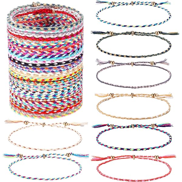 Lot De 12 Bracelets Tressés Cœur Et étoile - 10 Cœurs + 2 étoiles, Réglables 16-25 Cm - Multicolores - 11