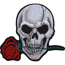 Toppa ricamata da applicare con il ferro da stiro per giacca da motociclista, gilet da motociclista, con teschio e scheletro, EASY RIDER MC Club - Italia