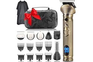 REHOYO Bartschneider Haarschneidemaschine Herren, Nasen- & Ohrenschneider, 6-in-1 Body Groomer Men Kit, Kabellose Wiederaufladbare Haarschneidemaschine mit Aufbewahrungsbox, Edelstahlklingen