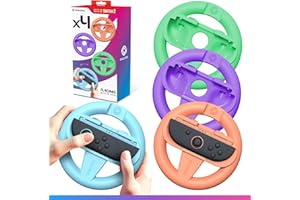 Oniverse Pack de 4 Volants de Course Manettes pour Nintendo Switch 2 - Accessoires Switch 2 pour Mario Kart, Supports Volant Orange Bleu Vert Violet, Intuitif, Boutons SL/SR Accessibles - Pour Joy Con