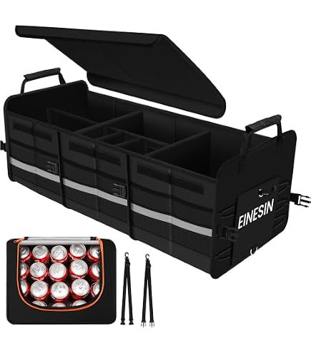 LIONSTRONG Box Organizer Per Bagagliaio – Pieghevole, Antiscivolo Con Scomparti, Capacità 50/75/105 L, Per Auto, SUV E Station Wagon