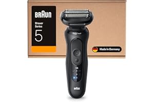 Braun Afeitadora Eléctrica Hombre Series 5, Máquina De Afeitar Barba En Seco Y En Mojado, 2 Modos De Afeitado, 50 Min De Uso, Láminas Flexibles, Carga Rápida, 52-N1000SI, Negro