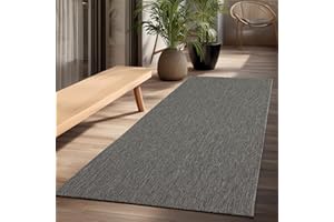 ‎THE CARPET the carpet Mistra - Moderner In- und Outdoor Teppich, perfekt für das Wohnzimmer, Schlafzimmer oder die Terrasse, Wetterfest, langlebig und pflegeleicht, Anthrazit, 80 x 200 cm