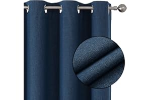 Joydeco 100% Tende Oscuranti per Interni 2 Pezzi, Lino Tende Termiche con Occhielli per Soggiorno Moderne, Cameretta Bambini, Camera da Letto Blackout Curtains(Blu Reale, 2xL132xA210)