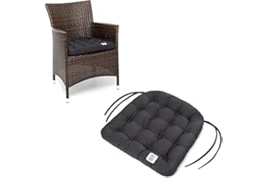 ‎HAVE A SEAT LIVING HAVE A SEAT Living - Stuhlkissen 48x46 cm (6 St.) - Rattanstuhl Sitzkissen Outdoor - Wetterfest, Waschbar bis 95°C, Orthopädisch - Made in Germany (6er Set - 48x46 cm, Grau/Anthrazit)