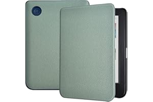 Caweet Coque pour Kobo Clara Colour/Kobo Clara BW 6 pouces version 2024, Ultra Léger PU Cuir Shell Cover avec fonction veille/réveil automatique, vert
